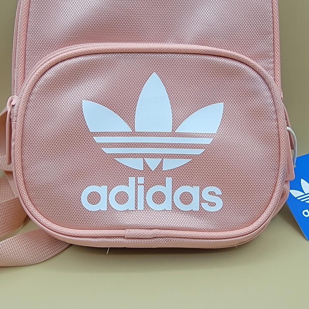 Adidas Mini 10" Pink White Backpack Girl's Ladies Kid's Zipper Bag New With Tags - Picture 2 of 8